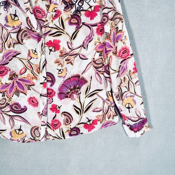 CC Chic Connection Top Womens XL Pink Cotton Floral Button Up Shirt - Picture 2 of 12